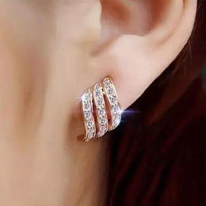 Women Fashion Jewelry Gold Silver Rhinestones Earrings Gift for Party and Best Friend