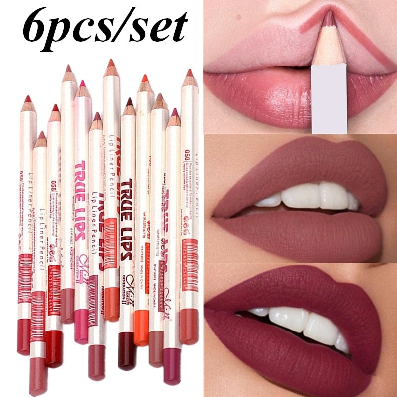 Wood Lipliner Waterproof Lady Charming Lip Liner Soft Pencil Contour Makeup Lipstick Tool