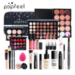 Load image into Gallery viewer, Cosmetics Kit Eyeshadow Lipstick Eyebrow Pencil Lip Gloss Makeup Brush Powder Puff with Makeup Bag
