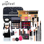 Load image into Gallery viewer, Cosmetics Kit Eyeshadow Lipstick Eyebrow Pencil Lip Gloss Makeup Brush Powder Puff with Makeup Bag
