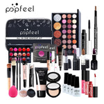 Load image into Gallery viewer, Cosmetics Kit Eyeshadow Lipstick Eyebrow Pencil Lip Gloss Makeup Brush Powder Puff with Makeup Bag
