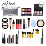 Load image into Gallery viewer, Cosmetics Kit Eyeshadow Lipstick Eyebrow Pencil Lip Gloss Makeup Brush Powder Puff with Makeup Bag
