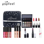 Load image into Gallery viewer, Cosmetics Kit Eyeshadow Lipstick Eyebrow Pencil Lip Gloss Makeup Brush Powder Puff with Makeup Bag
