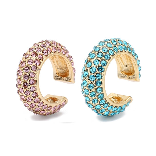 Rhinestone Small Earcuffs Clip Earrings for Women Wedding Jewelry