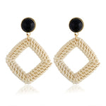 Load image into Gallery viewer, Bamboo Strip Straw Ear Stud Hot Wooden Handmade Rattan Earrings for Women
