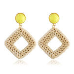 Load image into Gallery viewer, Bamboo Strip Straw Ear Stud Hot Wooden Handmade Rattan Earrings for Women
