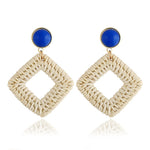 Load image into Gallery viewer, Bamboo Strip Straw Ear Stud Hot Wooden Handmade Rattan Earrings for Women
