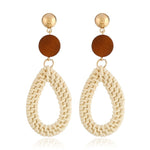 Load image into Gallery viewer, Bamboo Strip Straw Ear Stud Hot Wooden Handmade Rattan Earrings for Women
