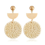 Load image into Gallery viewer, Bamboo Strip Straw Ear Stud Hot Wooden Handmade Rattan Earrings for Women
