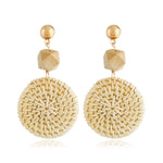 Load image into Gallery viewer, Bamboo Strip Straw Ear Stud Hot Wooden Handmade Rattan Earrings for Women
